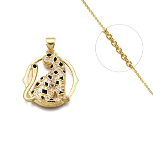 Collier Félin Plaqué Or & Zirconiums