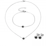 Parure Femme Zirconium Noir – Acier Inoxydable Argenté