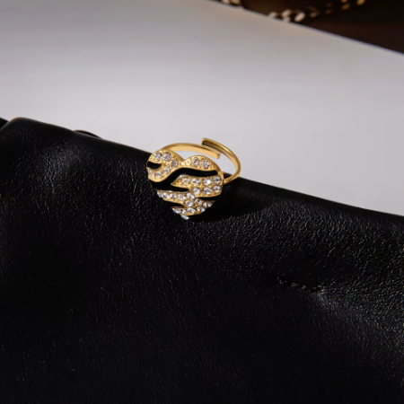 Bague Coeur Cristal Blanc Plaqué Or 18K