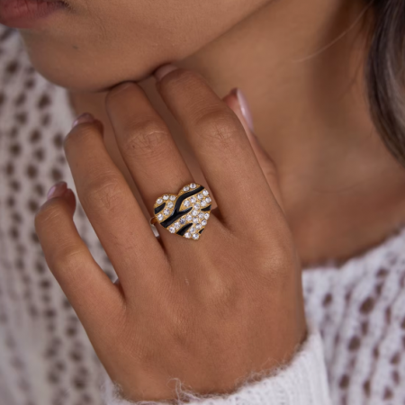 Bague Coeur Cristal Blanc Plaqué Or 18K