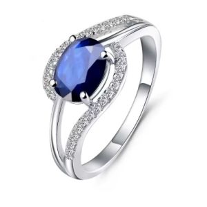 Bague Femme Argent 925 et Saphir Bleu