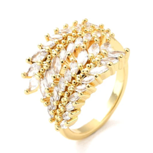 Bague Femme Réglable Épi de Blé Plaqué Or