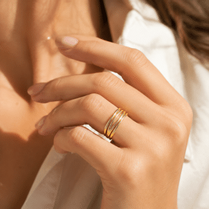 Bague Femme Réglable Lignée Plaqué Or