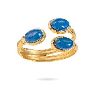 Bague Lapis-Lazuli en Acier Inoxydable Doré