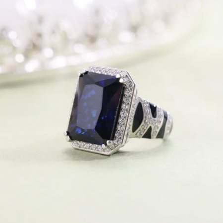 Bague Saphir Bleu Impérial en Argent 925