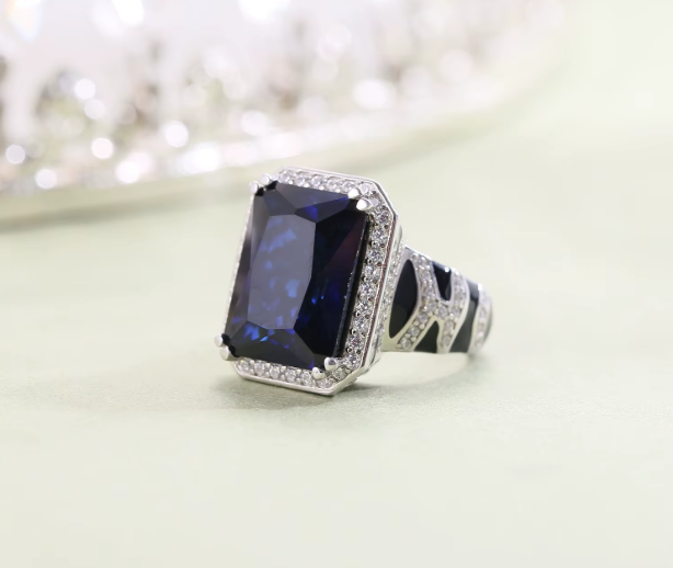 Bague Saphir Bleu Impérial en Argent 925 Bague Saphir Bleu Impérial en Argent 925