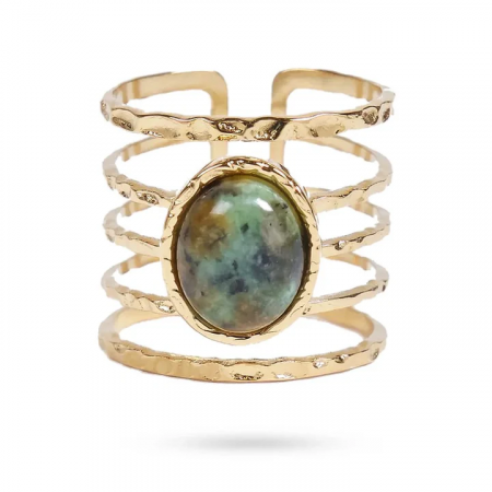 Bague acier inoxydable Pierre naturelle Turquoise d’Afrique