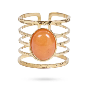 Bague acier inoxydable pierre naturelle de Soleil
