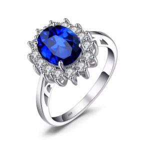 Bague femme Argent 925 et Saphir bleu ovale