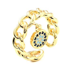 Bague femme réglable breloque zirconiums colorés