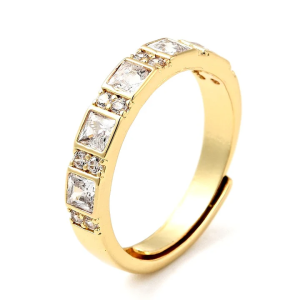 Bague femme réglable lignée diamants CZ