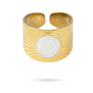Bague réglable acier inoxydable émail blanc