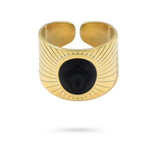 Bague réglable acier inoxydable émail noir