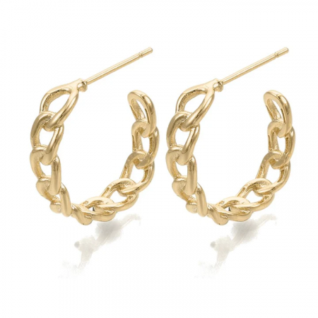 Boucles d’Oreilles Femme Demi-Créoles Chaîne Plaqué Or