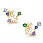 Boucles d’Oreilles Multicolores Plaqué Or Zirconiums CZ