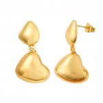 Boucles d’Oreilles Pendantes Coeur en Plaqué Or