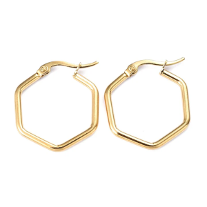 Boucles d’oreilles femme – Créoles Hexagone doré
