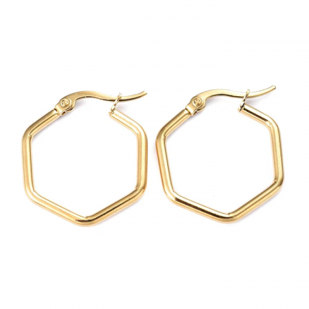 Boucles d’oreilles femme – Créoles Hexagone doré