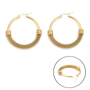 Boucles d’oreilles femme – Créoles Mailles doré à l’or fin