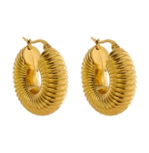 Boucles d’oreilles femme Créoles épaisses doré 18K