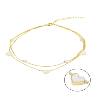Bracelet femme souple – 3 coeurs plaqué or 18K
