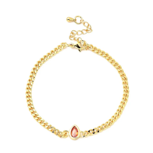 Bracelet souple plaqué or pendentif goutte champagne