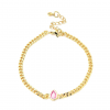 Bracelet souple plaqué or pendentif goutte rose