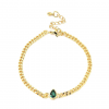 Bracelet souple plaqué or pendentif goutte verte