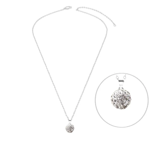 Collier Femme Argent 925 Pendentif Boule Zirconiums Sertis