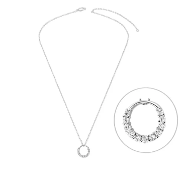 Collier Femme Argent 925 Pendentif Cercle Zirconiums Sertis