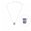Collier Femme Argent 925 Pendentif Oxyde Mauve