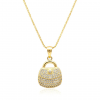 Collier Pendentif Sac à Main Plaqué Or et Zirconiums