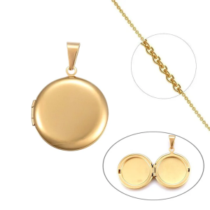 Collier femme – Pendentif porte-photo plaqué or