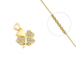 Collier femme Trèfle plaqué or zirconiums sertis