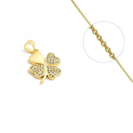 Collier femme Trèfle plaqué or zirconiums sertis