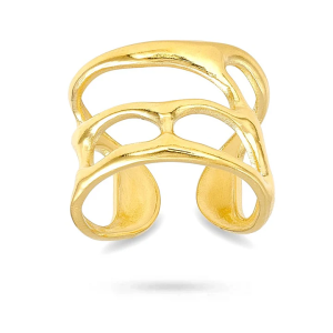 Bague Large Acier Doré à l’Or Fin