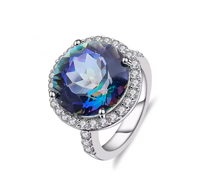 Bague en Argent 925 Quartz Mystique Bleu