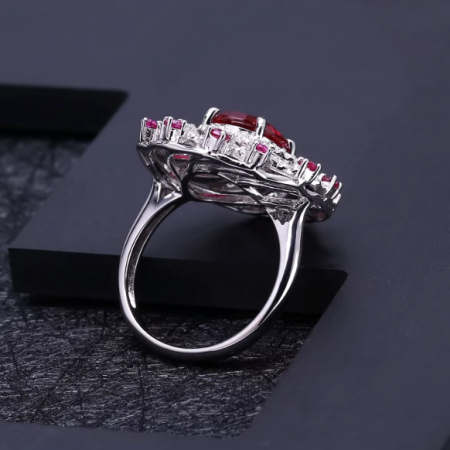 Bague en Argent 925 avec Rubis & Zircons