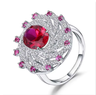 Bague en Argent 925 avec Rubis & Zircons