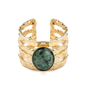 Bague réglable 4 rangs dorée Turquoise d’Afrique