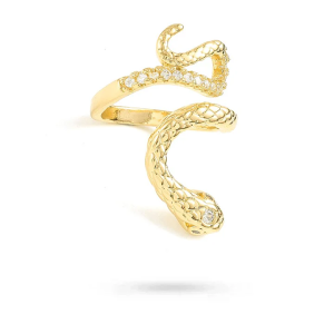 Bague femme réglable serpent zirconiums sertis plaqué or