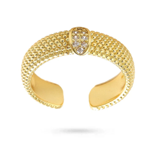 Bague réglable zirconiums sertis plaqué or