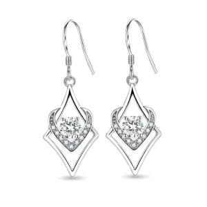 Boucles d’Oreilles Tombantes en Argent 925 et Zirconiums