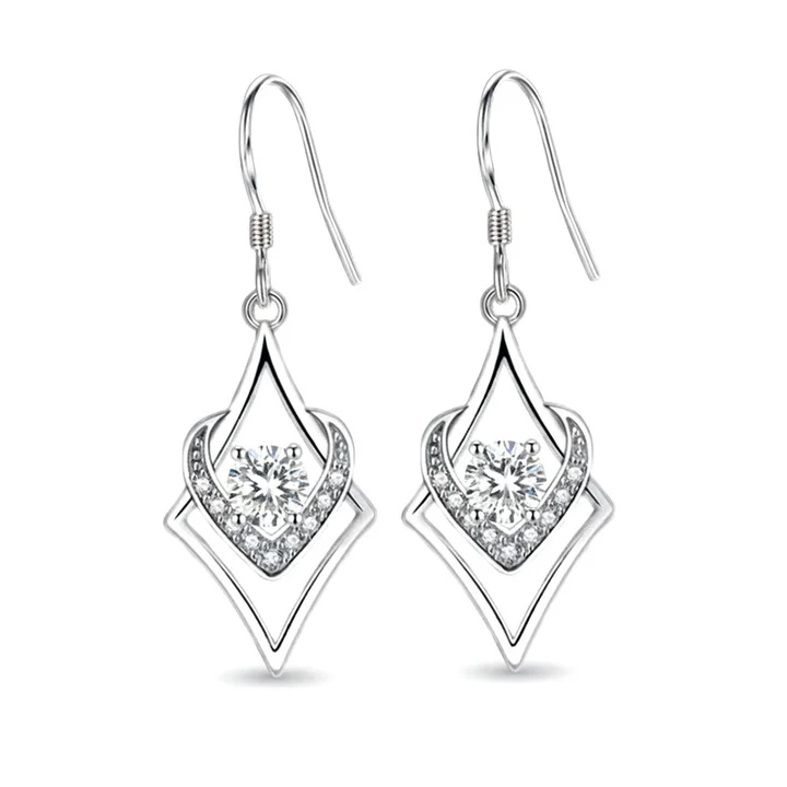 Boucles d’Oreilles Tombantes en Argent 925 et Zirconiums