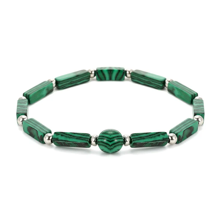 Bracelet Femme Malachite Naturelle & Acier