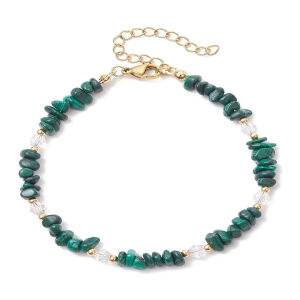Bracelet Femme Malachite Naturelle & Perles de Verre