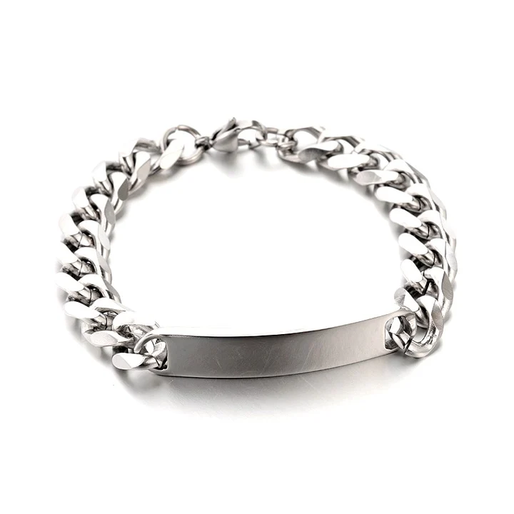 Bracelet Homme Gourmette Acier Inoxydable Argenté
