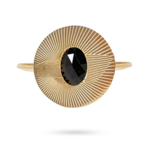 Bague Femme Acier Inoxydable Agate Noire
