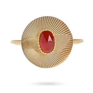 Bague Femme Réglable Acier Inoxydable Agate Rouge