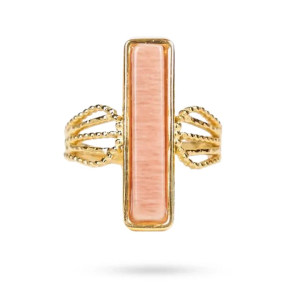 Bague Réglable Acier Doré Pierre Naturelle du Soleil